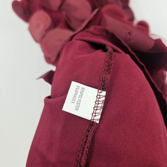 Nikki Lund Kretsa Circle Appliqué Skirt Maroon Polka Dot Midi A-Line NWT Size L - Picture 7 of 7